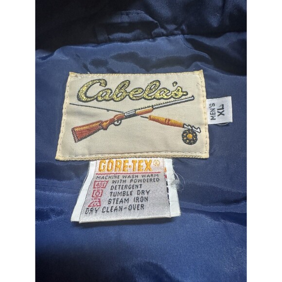 Cabelas Jacket Men XL Tan GoreTex Goose Down Removable Hood Hunting Coat Vintage - Picture 2 of 16